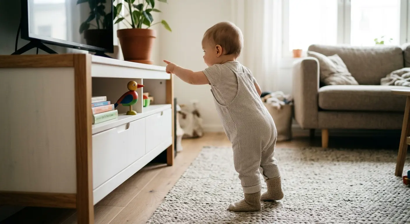 10. Lebensmonat – Eine ruhige, alltägliche Situation in einer hellen Wohnung, die zum Thema „10.