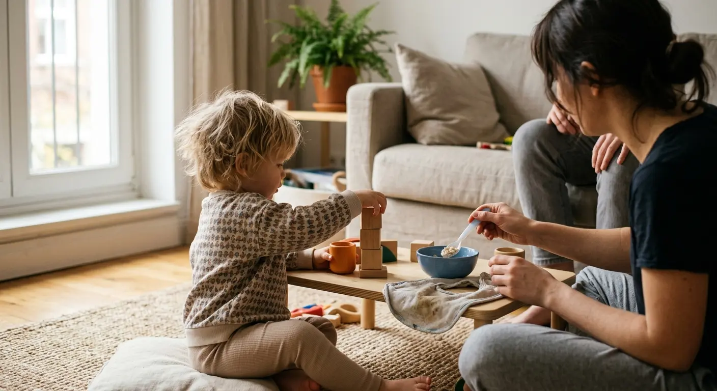 23. Lebensmonat – Eine ruhige, alltägliche Situation in einer hellen Wohnung, die zum Thema „23.