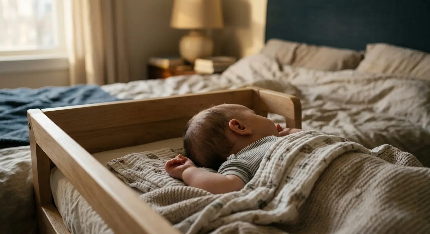 schläft – An einem sonnigen Spätnachmittag schläft ein Baby tief und tiefenentspannt in seinem