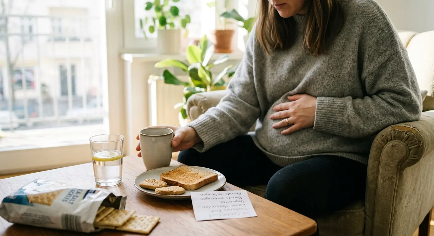 Übelkeit – Eine ruhige, alltägliche Situation in einer hellen Wohnung, die zum Thema „Übelkeit